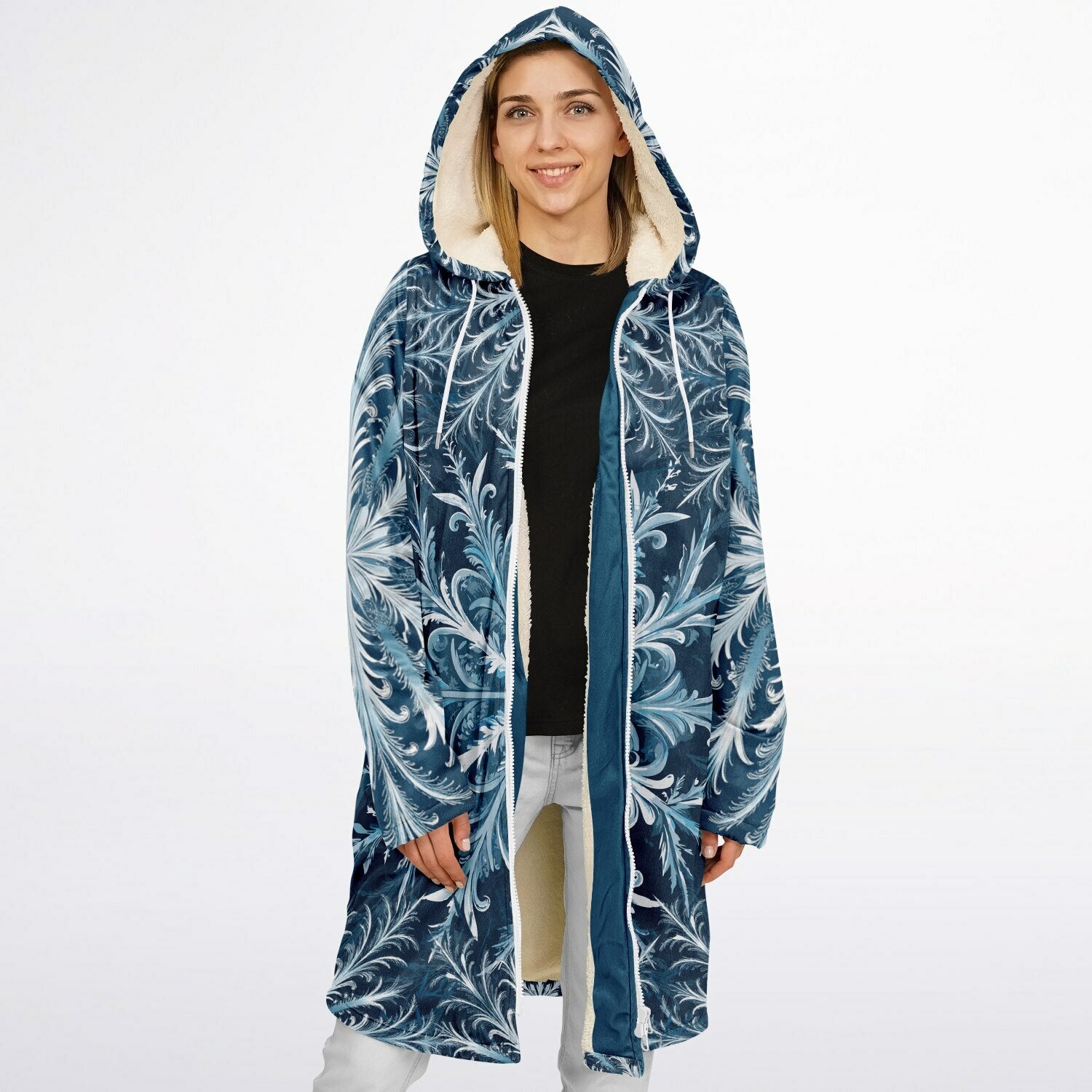 Soft as snowfall - Unisex Hooded Cloak with zippers