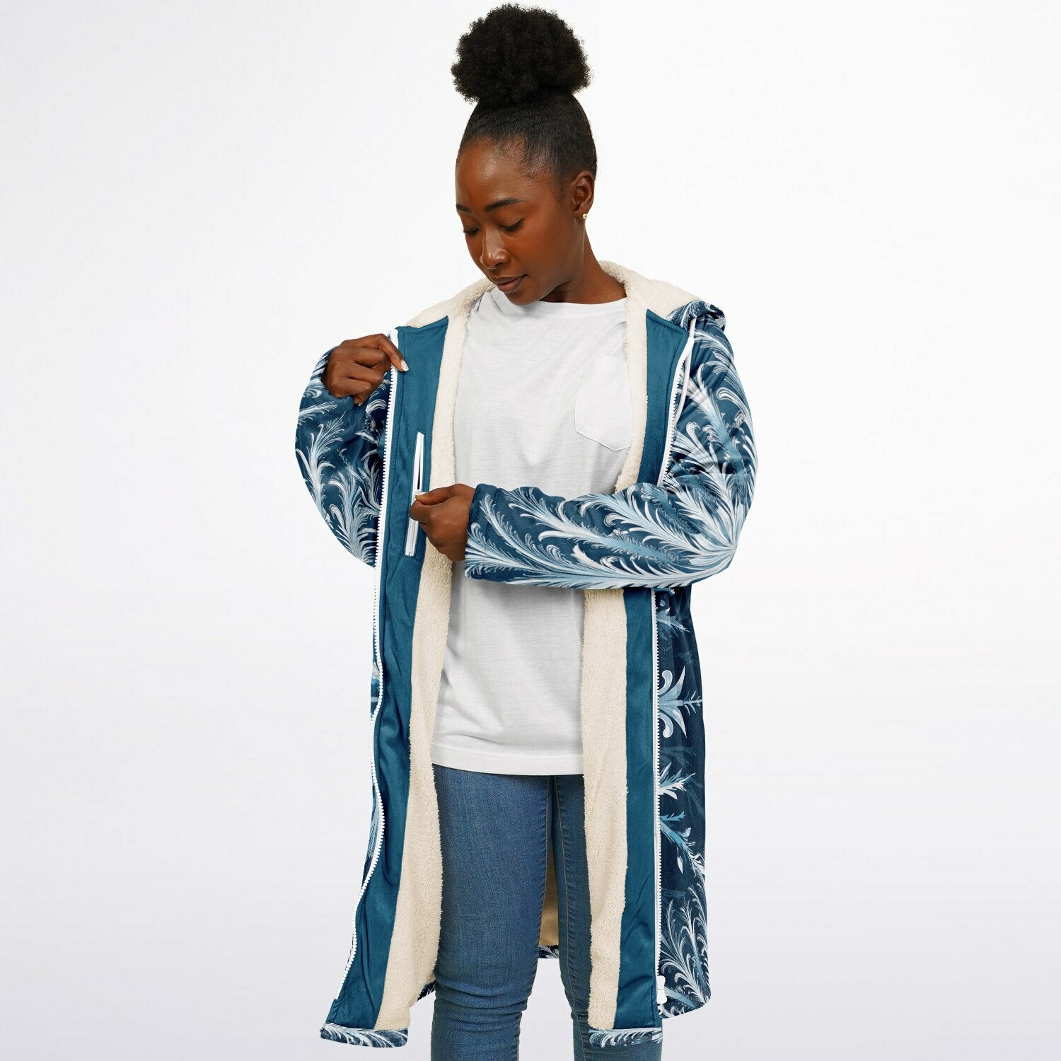 Soft as snowfall - Unisex Hooded Cloak with zippers