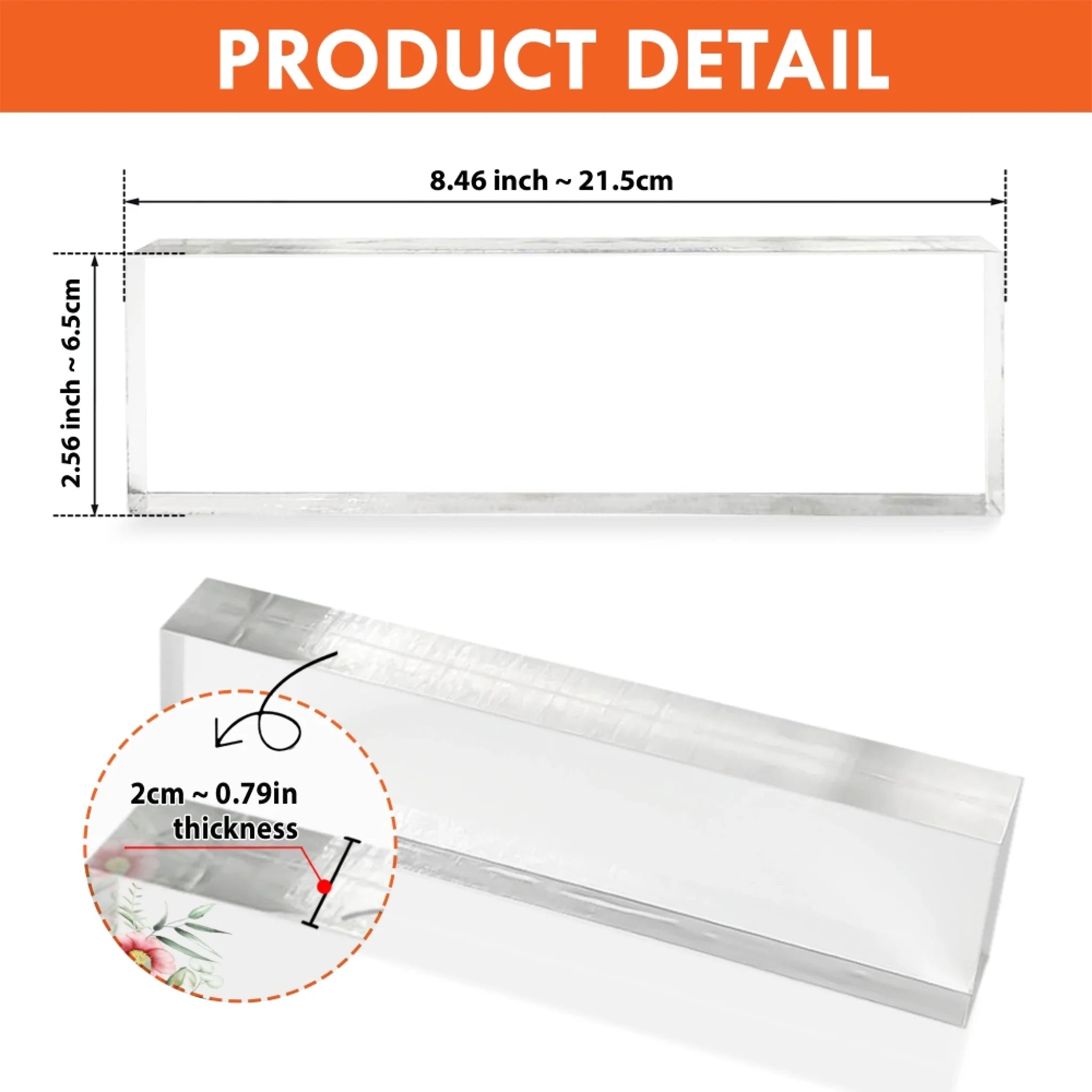 dimensions The tif file Rectangle Acrylic Plaque 2cm (2) from printway