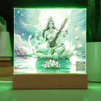 Knowledge and enlightenment - Saraswati - The Hindu goddess of Knowledge and enlightenment - Acrylic plaque - 7 colored LED light