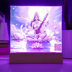 Knowledge and enlightenment - Saraswati - The Hindu goddess of Knowledge and enlightenment - Acrylic plaque - 7 colored LED light