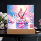 Knowledge and enlightenment - Saraswati - The Hindu goddess of Knowledge and enlightenment - Acrylic plaque - 7 colored LED light