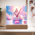 Knowledge and enlightenment - Saraswati - The Hindu goddess of Knowledge and enlightenment - Acrylic plaque - 7 colored LED light