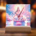 Knowledge and enlightenment - Saraswati - The Hindu goddess of Knowledge and enlightenment - Acrylic plaque - 7 colored LED light