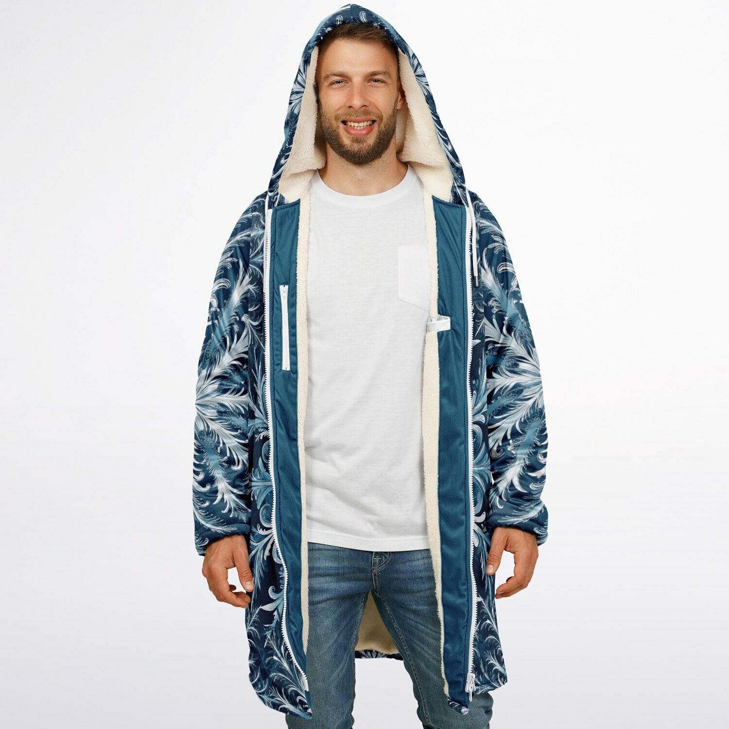 Soft as snowfall - Unisex Hooded Cloak with zippers